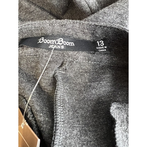 Boom Boom Jeans Size 13 Francesca's Stretch Pants Gray Quilt Skinny Faux Pockets - Picture 2 of 16